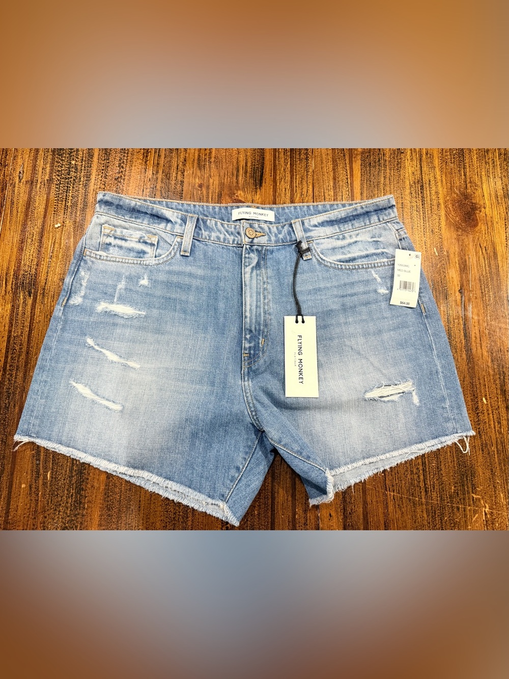 Macy's Light Blue Distressed Denim Jean Shorts